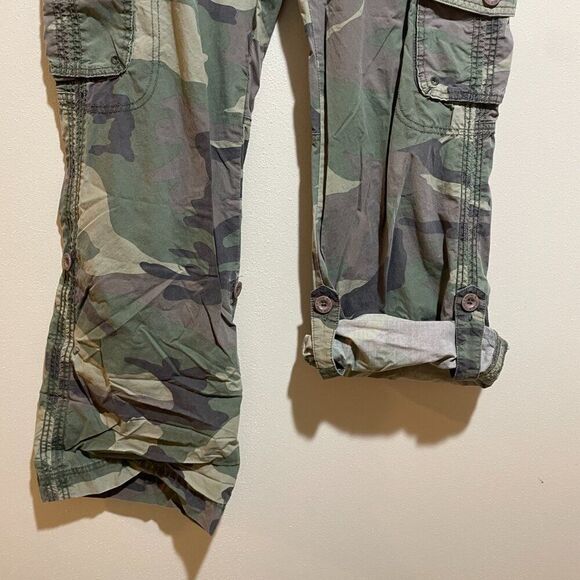 Ruehl No.925 Large Low Rise Y2K 90s Camo Cargo Pocket Pants Convertible Roll Up - Picture 6 of 12